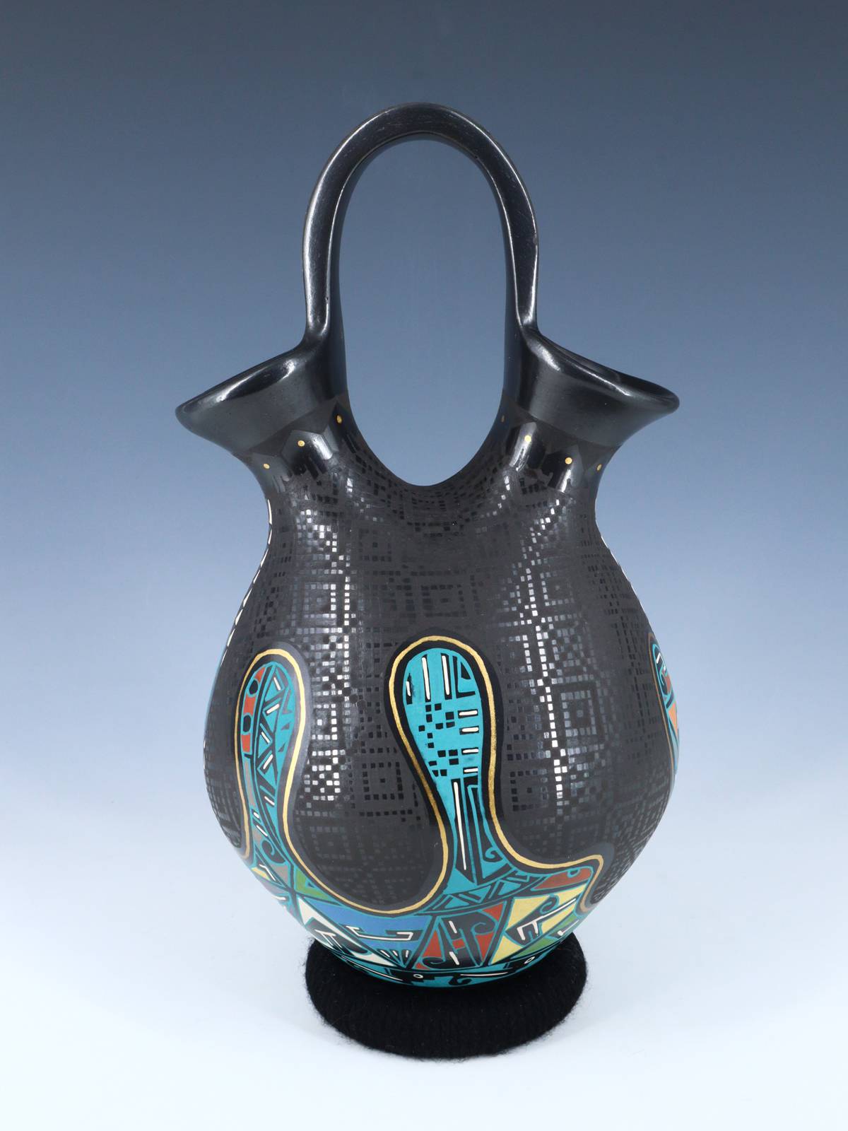 Mata Ortiz Hand Coiled and Painted Wedding Vase