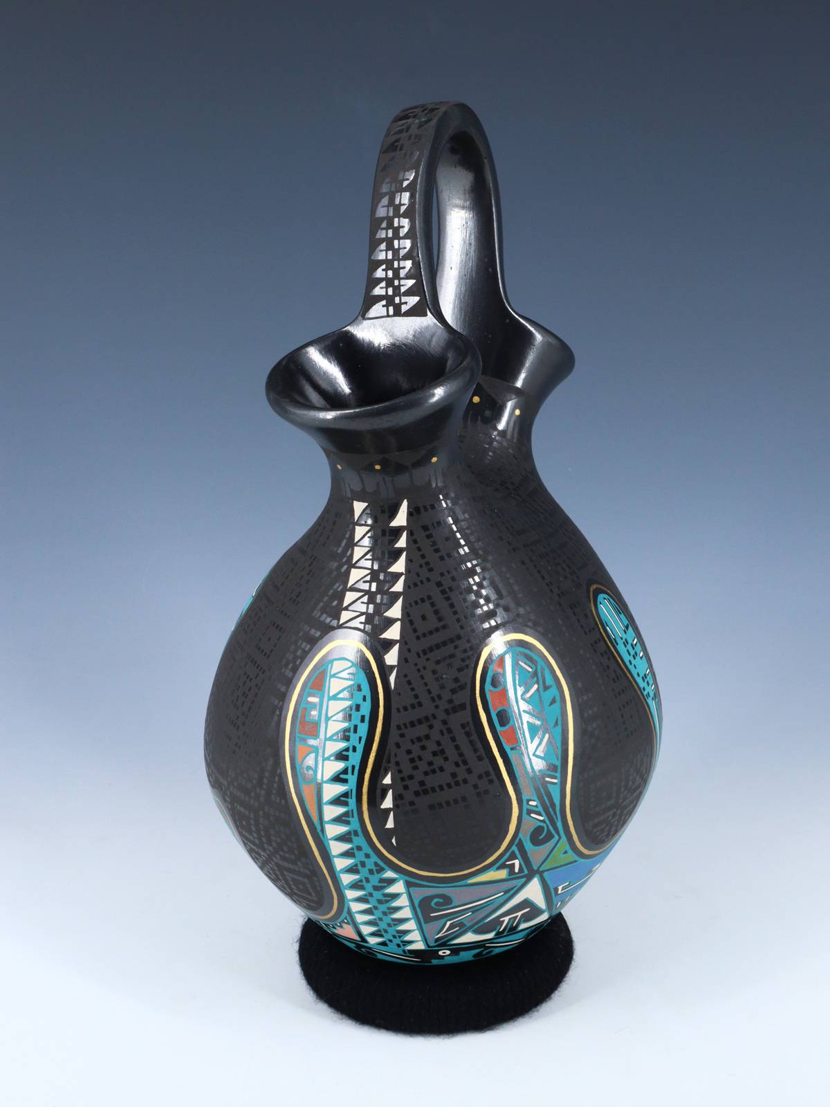 Mata Ortiz Hand Coiled and Painted Wedding Vase