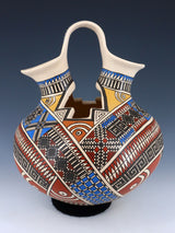 Large Mata Ortiz Hand Coiled and Painted Pottery Wedding Vase - PuebloDirect.com