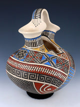 Large Mata Ortiz Hand Coiled and Painted Pottery Wedding Vase - PuebloDirect.com