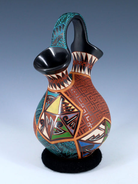 Mata Ortiz Hand Coiled and Painted Pottery Wedding Vase