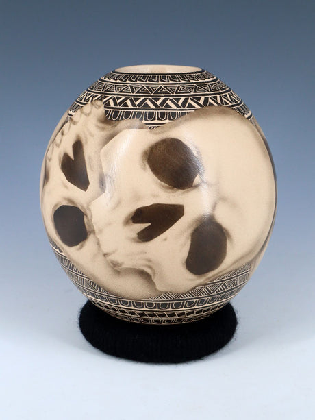 Mata Ortiz Hand Coiled Skull Pottery - PuebloDirect.com