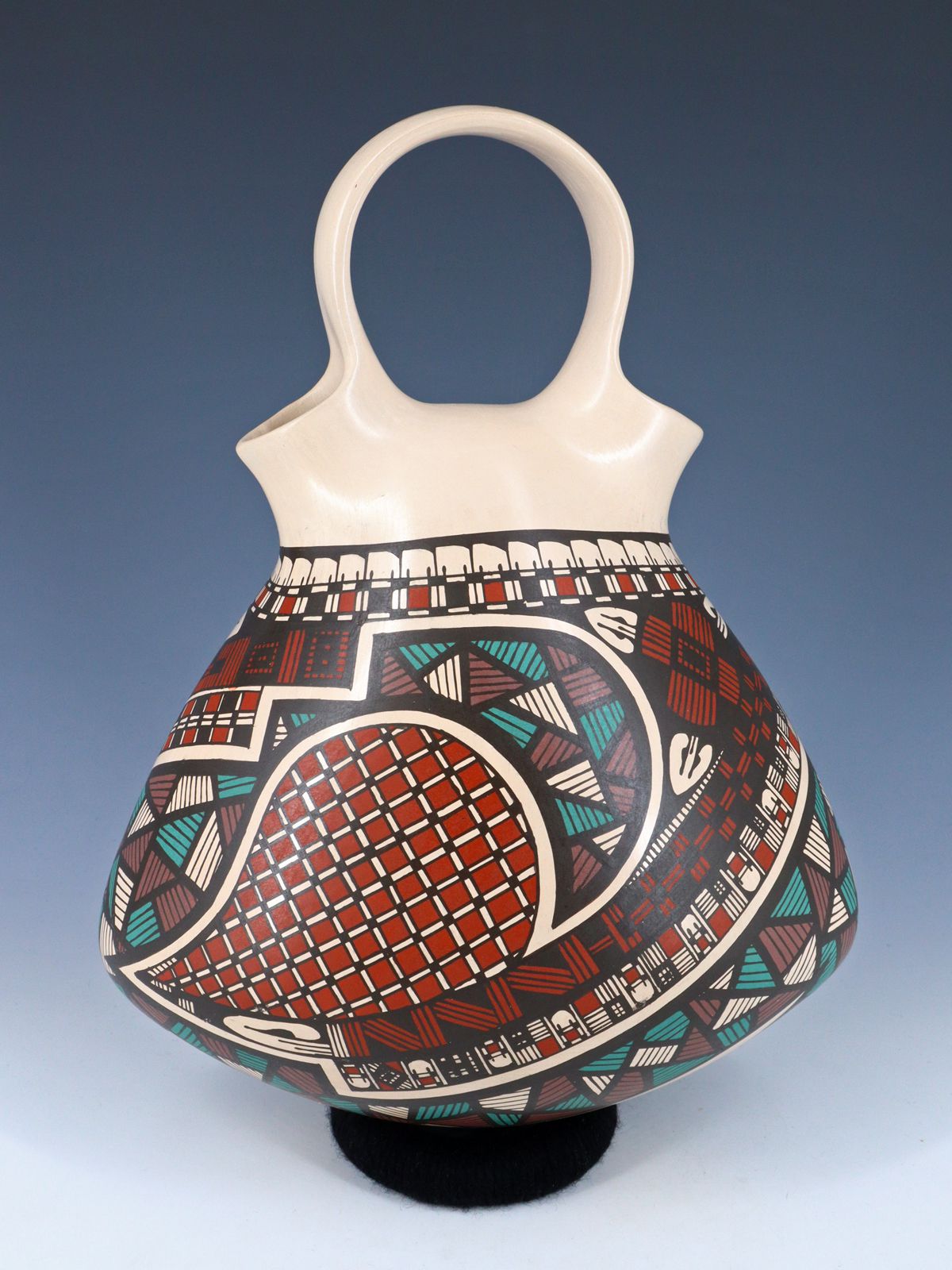 Mata Ortiz Hand Coiled Painted Pottery Wedding Vase - PuebloDirect.com