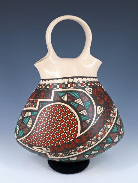 Mata Ortiz Hand Coiled Painted Pottery Wedding Vase - PuebloDirect.com