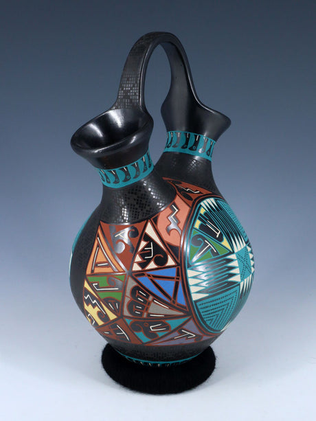 Mata Ortiz Hand Coiled and Painted Pottery Wedding Vase