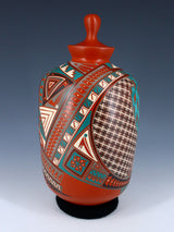 Mata Ortiz Hand Coiled Pottery w/Lid - PuebloDirect.com