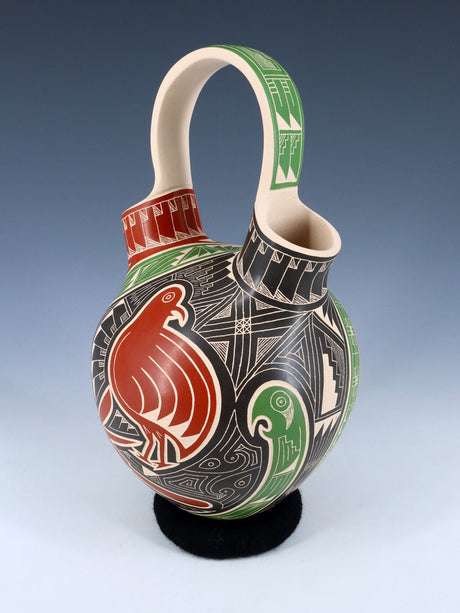 Mata Ortiz Hand Coiled Etched Pottery Wedding Vase