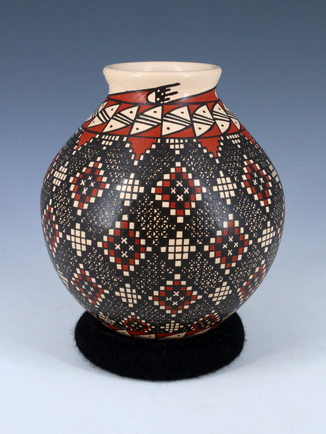 Mata Ortiz Hand Coiled Checkerboard Pottery - PuebloDirect.com