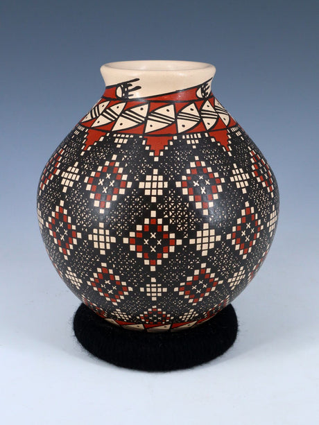 Mata Ortiz Hand Coiled Checkerboard Pottery - PuebloDirect.com