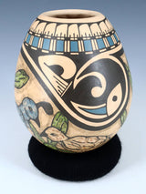 Mata Ortiz Hand Coiled Painted Quail Pottery Vase