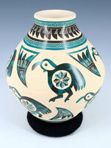 Mata Ortiz Hand Coiled Etched Quail Pottery