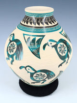 Mata Ortiz Hand Coiled Etched Quail Pottery