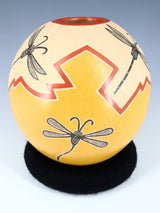 Mata Ortiz Hand Coiled Etched Dragonfly Pottery