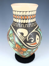 Mata Ortiz Hand Coiled Painted Hummingbird Pottery Vase