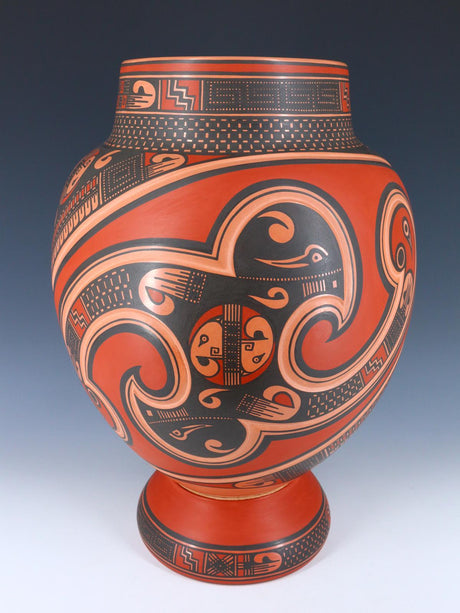 Large Mata Ortiz Hand Coiled Carved Pottery Olla - PuebloDirect.com