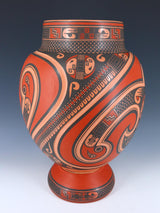 Large Mata Ortiz Hand Coiled Carved Pottery Olla - PuebloDirect.com