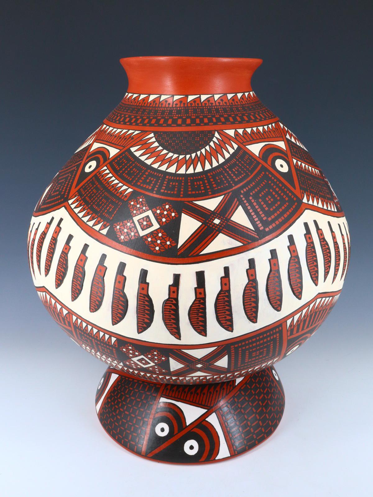 Large Mata Ortiz Hand Coiled and Painted Pottery - PuebloDirect.com