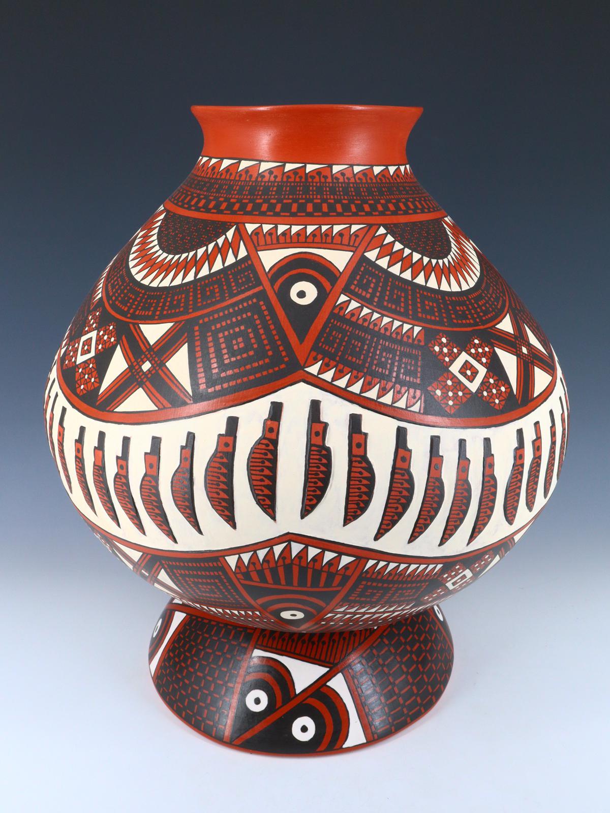 Large Mata Ortiz Hand Coiled and Painted Pottery - PuebloDirect.com