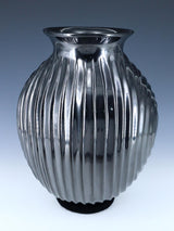 Large Mata Ortiz Hand Coiled Concentric Melon Ribbed Pottery Vase - PuebloDirect.com
