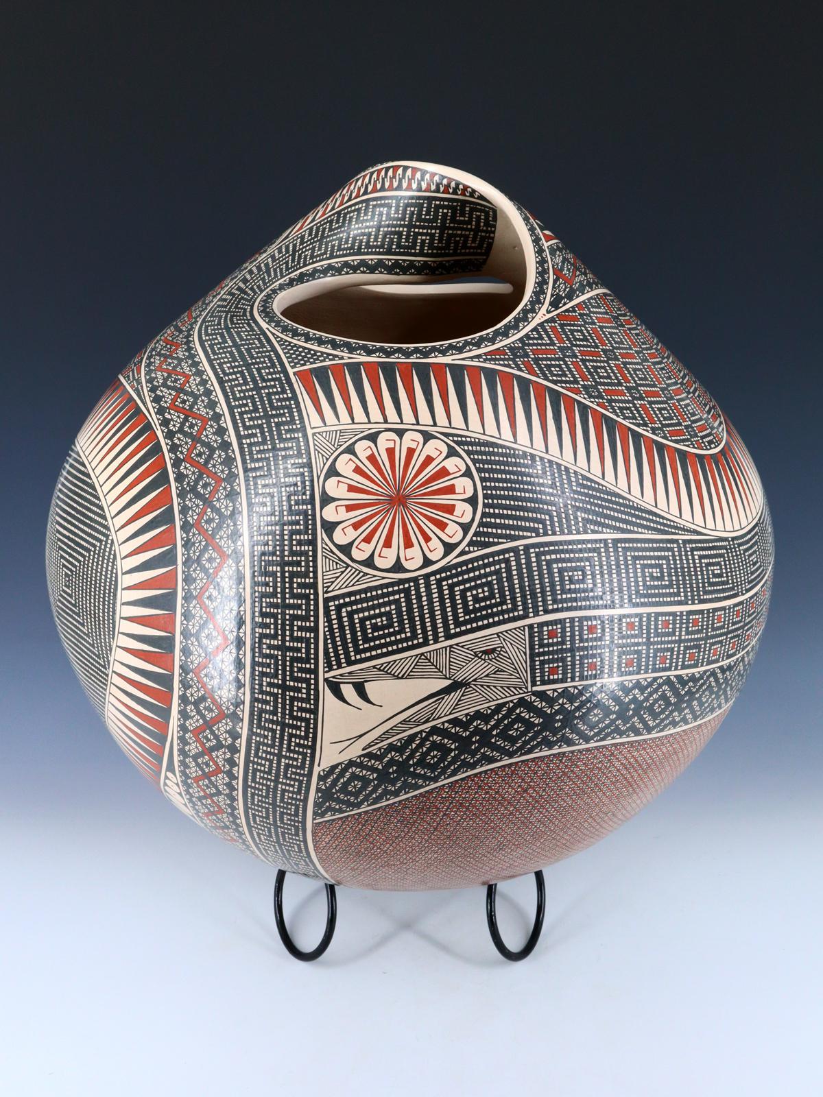 Large Twisted Handle Mata Ortiz Hand Coiled Paquime Pottery - PuebloDirect.com