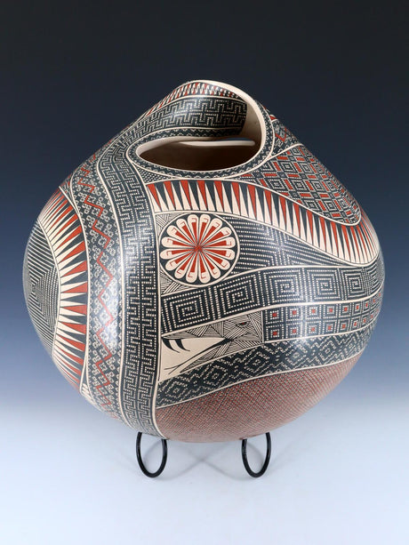 Large Twisted Handle Mata Ortiz Hand Coiled Paquime Pottery - PuebloDirect.com