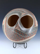 Large Twisted Handle Mata Ortiz Hand Coiled Paquime Pottery - PuebloDirect.com