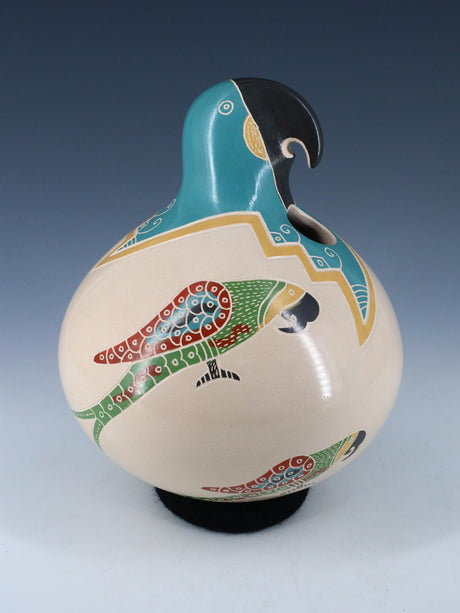 Mata Ortiz Hand Coiled Parrot Pottery - PuebloDirect.com