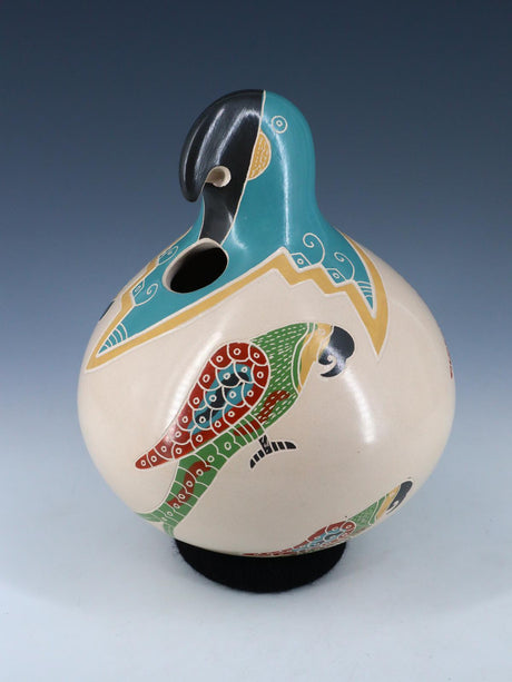 Mata Ortiz Hand Coiled Parrot Pottery - PuebloDirect.com