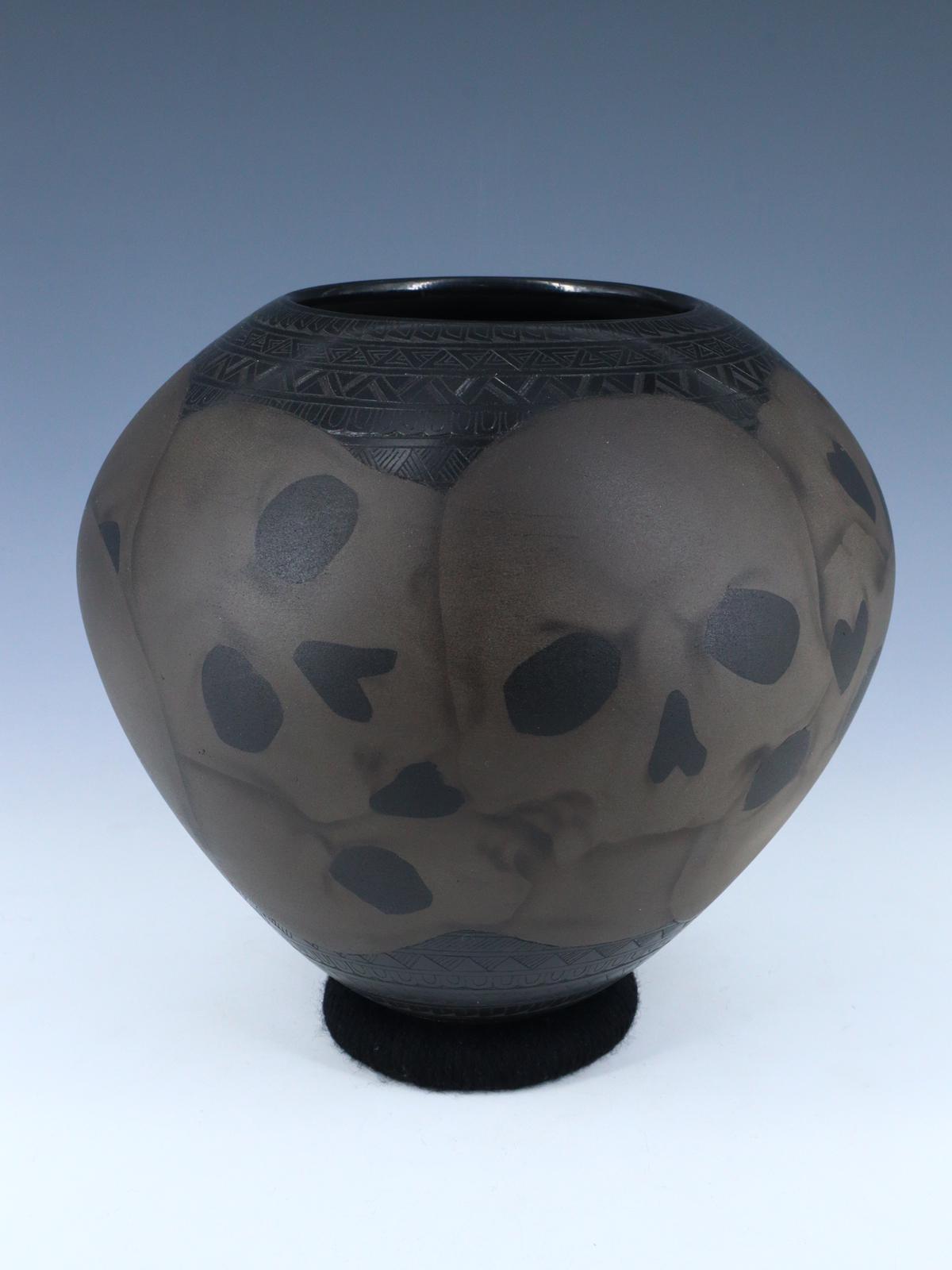 Mata Ortiz Hand Coiled and Etched Skull Pottery - PuebloDirect.com