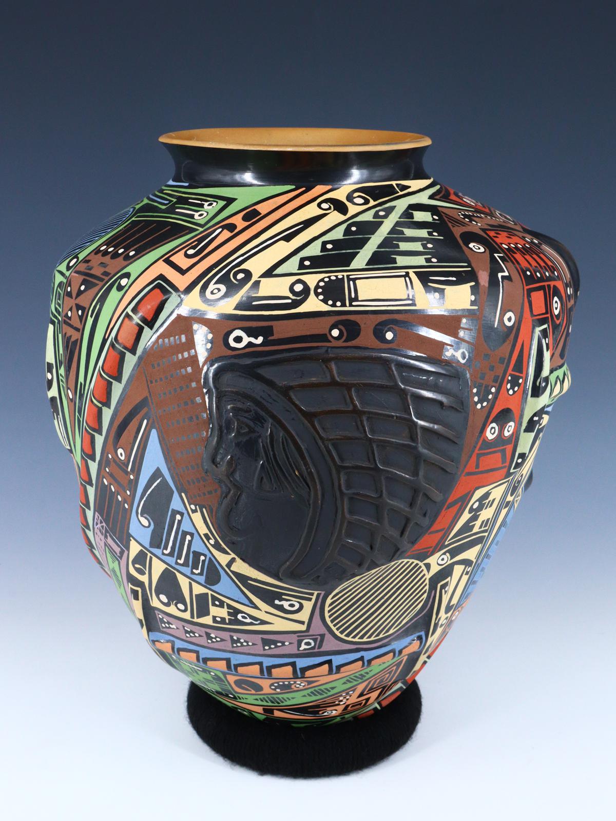 Mata Ortiz Hand Coiled and Painted Pottery Vase