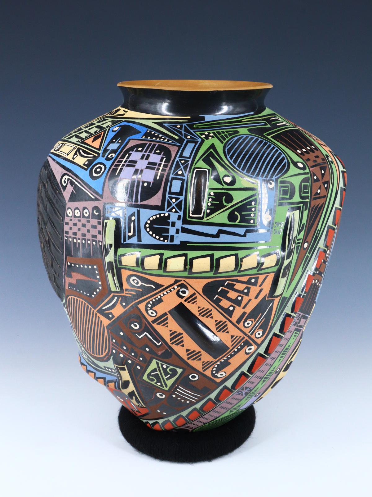 Mata Ortiz Hand Coiled and Painted Pottery Vase