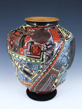 Mata Ortiz Hand Coiled and Painted Pottery Vase