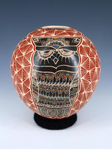 Mata Ortiz Hand Coiled Etched Owl Pottery