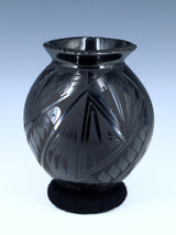 Mata Ortiz Hand Coiled Black Pottery Vase