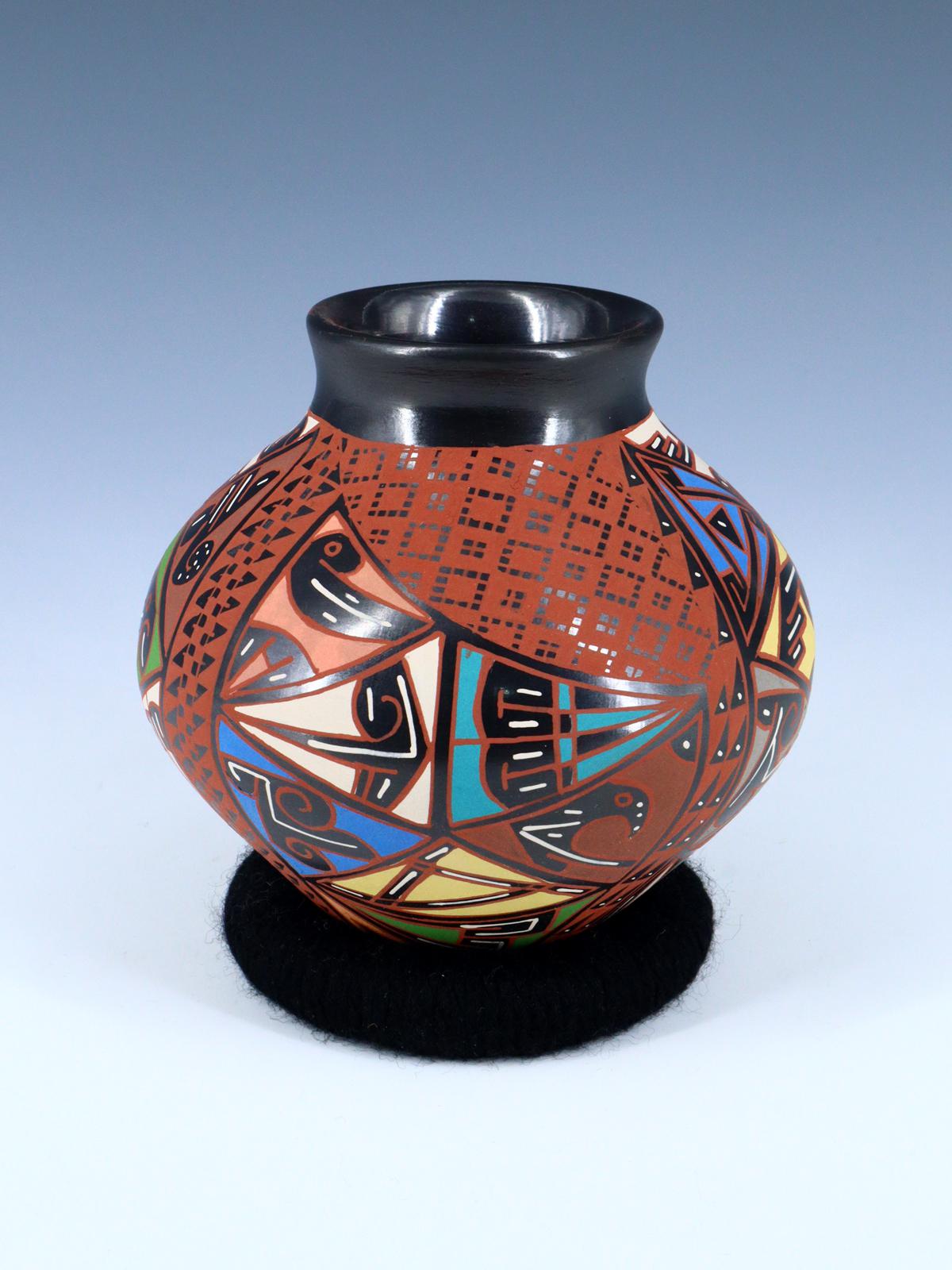 Mata Ortiz Hand Coiled and Painted Pottery Vase