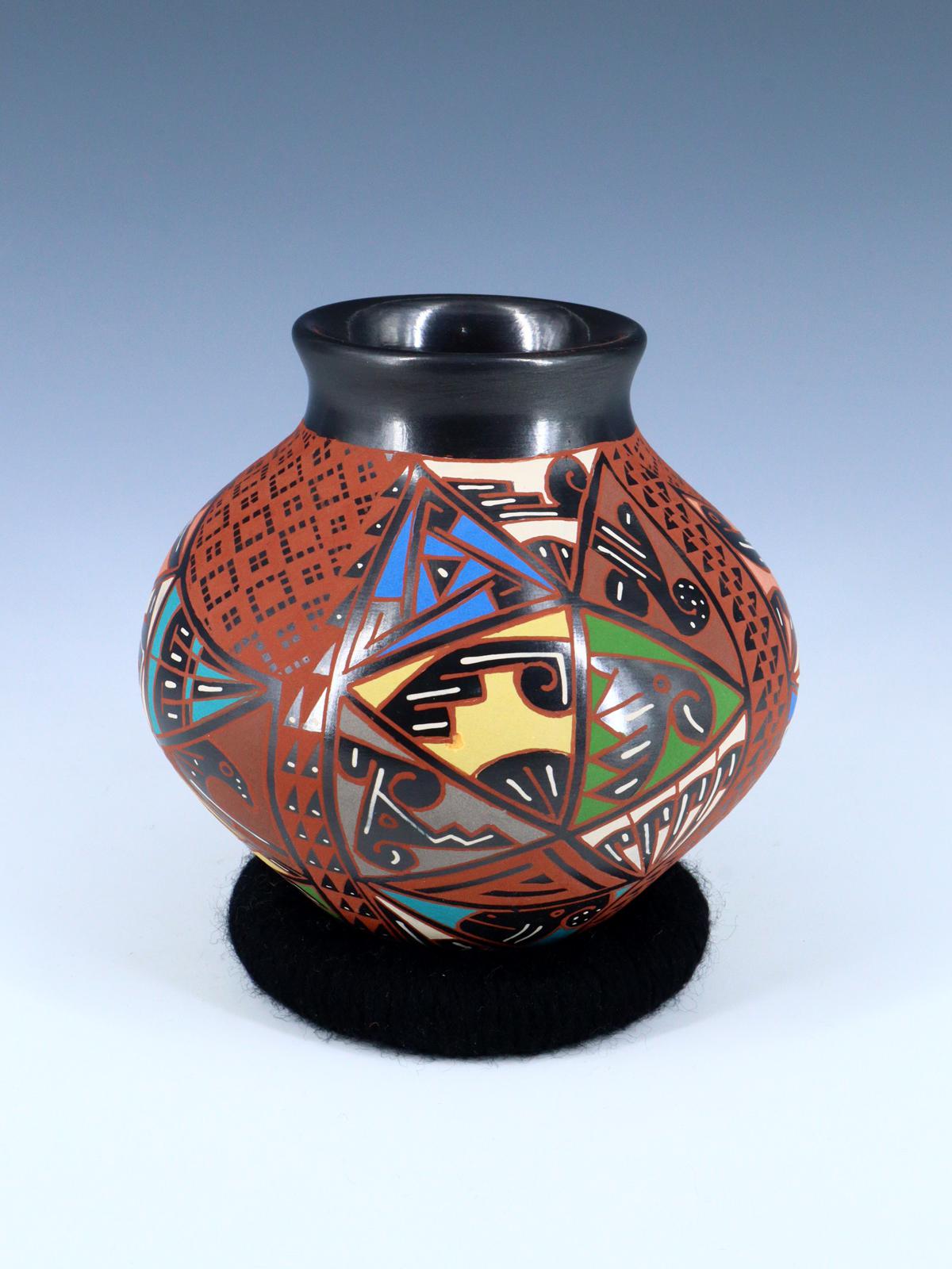 Mata Ortiz Hand Coiled and Painted Pottery Vase