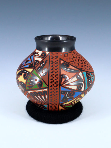 Mata Ortiz Hand Coiled and Painted Pottery Vase