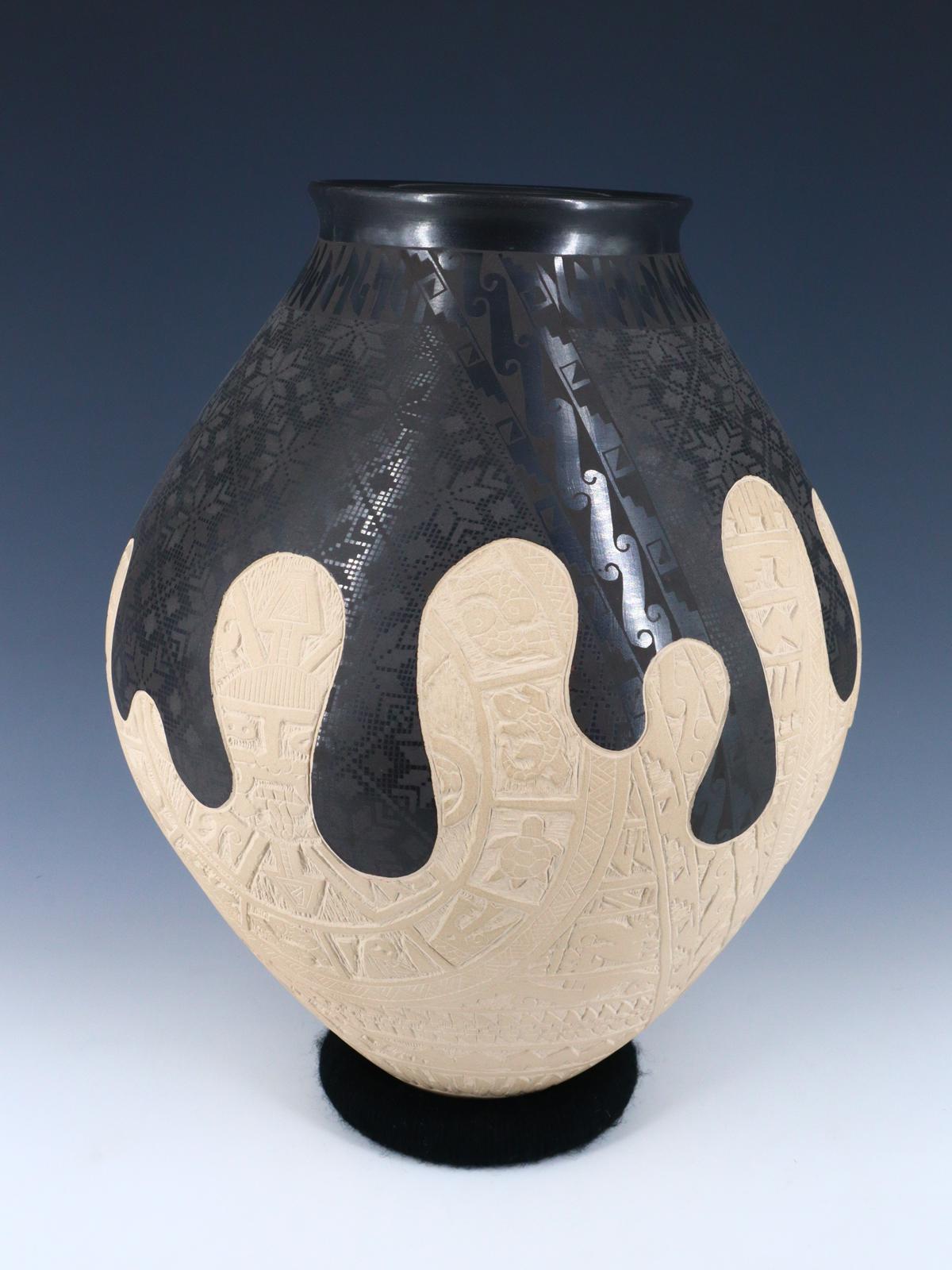 Mata Ortiz Hand Coiled and Painted Pottery Vase