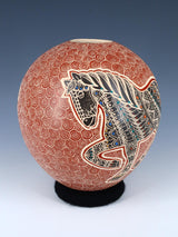 Mata Ortiz Hand Coiled Etched Horse Pottery