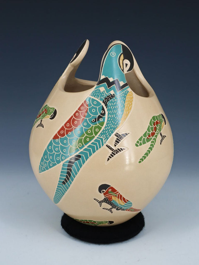 Mata Ortiz Hand Coiled Parrot Pottery - PuebloDirect.com