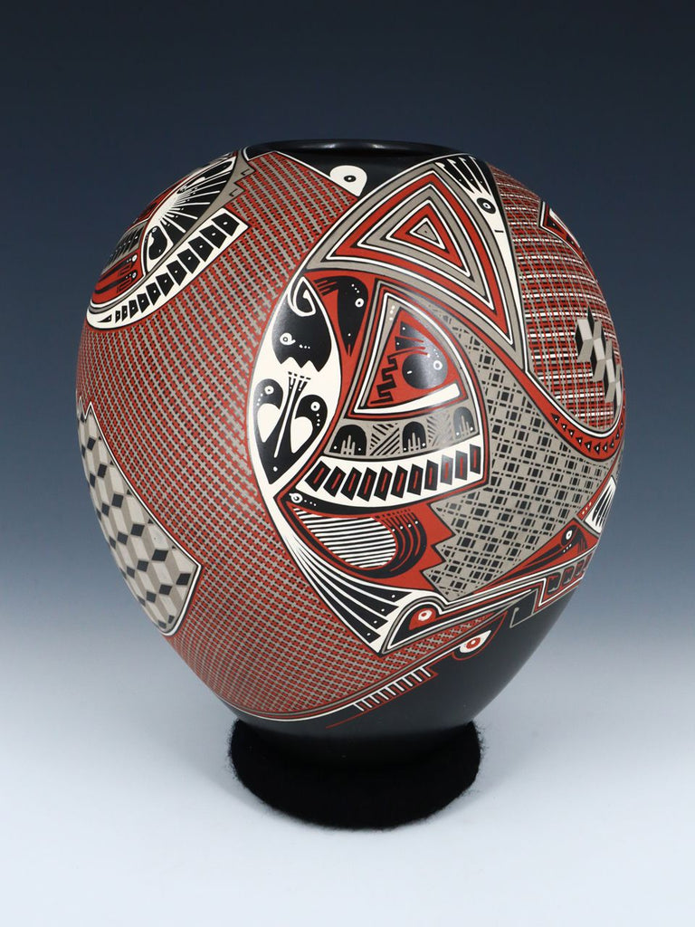 Large Mata Ortiz Hand Coiled and Painted Pottery - PuebloDirect.com