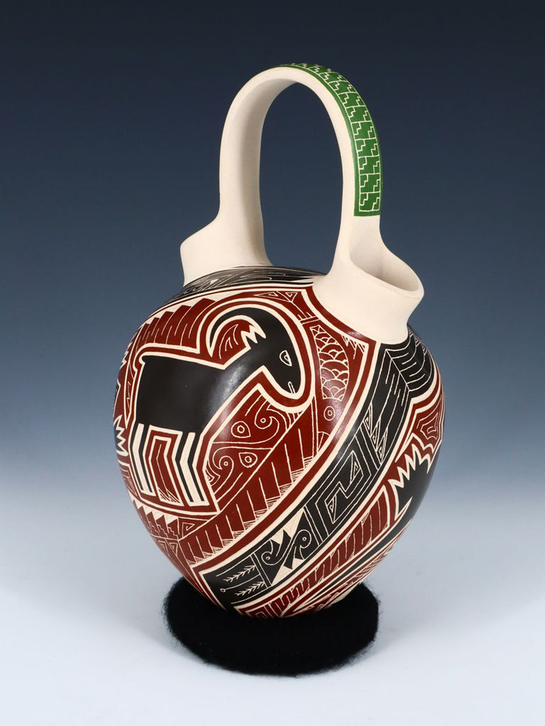Mata Ortiz Hand Coiled Etched Pottery Wedding Vase - PuebloDirect.com