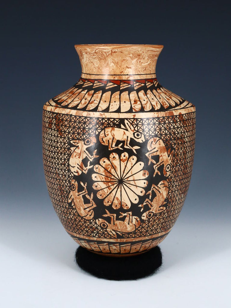Mata Ortiz Hand Coiled Mezcla Clay Pottery Vase - PuebloDirect.com
