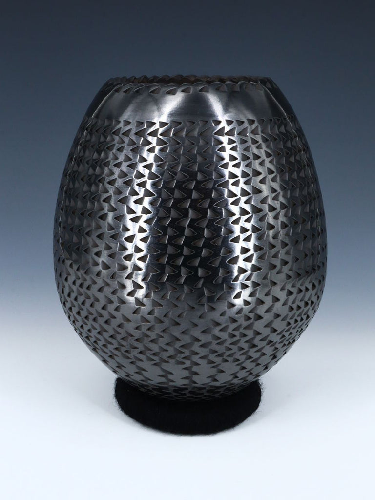 Mata Ortiz Hand Coiled Black Pottery Carved Pottery - PuebloDirect.com
