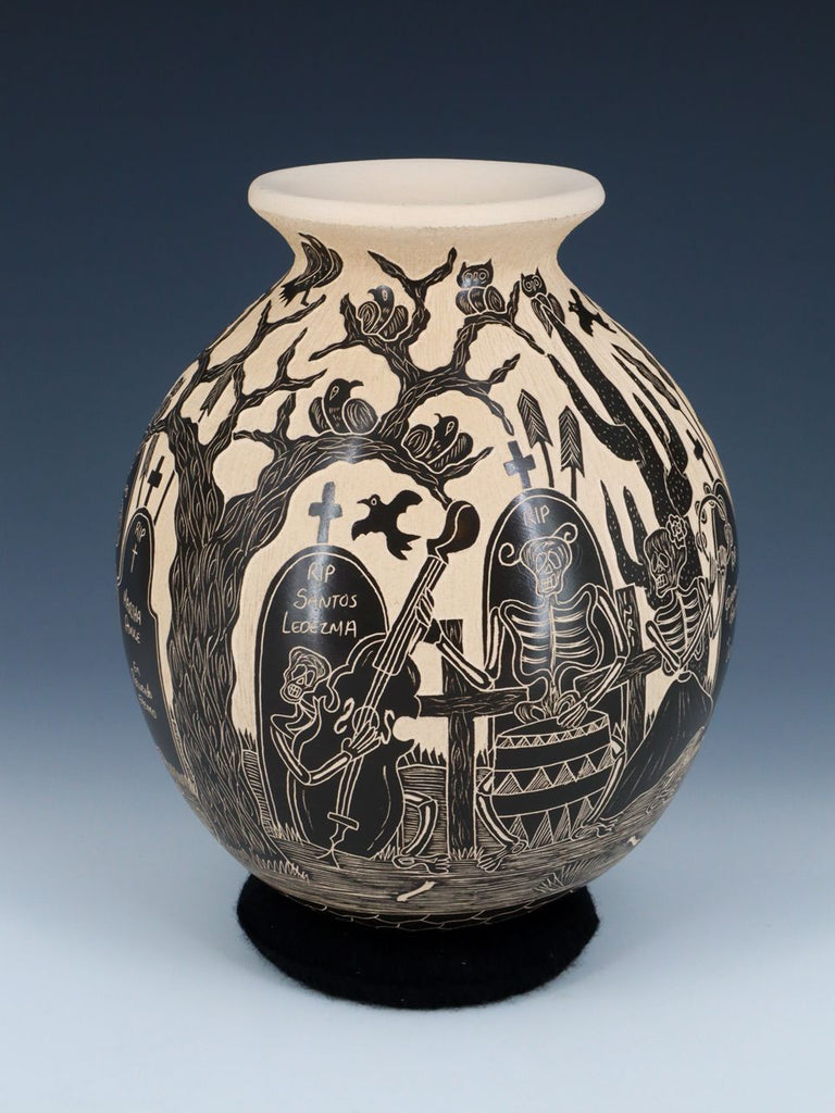 Mata Ortiz Hand Coiled Dia De Los Muertos Etched Pottery - PuebloDirect.com