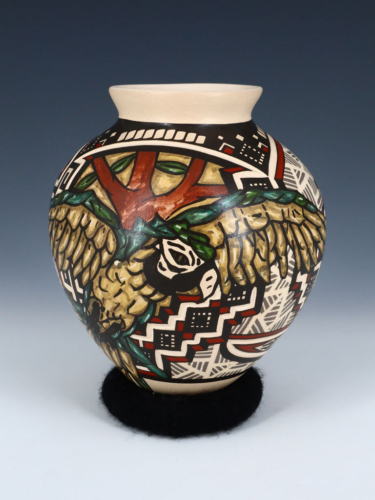 Mata Ortiz Hand Coiled Pottery Painted Parrot Vase - PuebloDirect.com