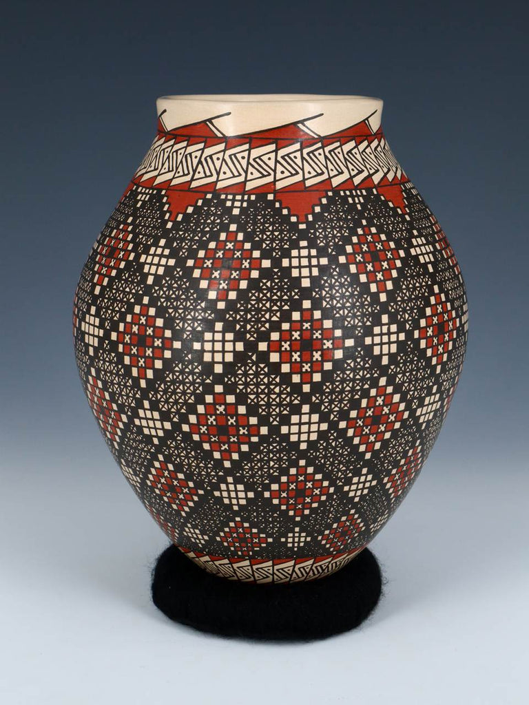 Mata Ortiz Hand Coiled Checkerboard Pottery - PuebloDirect.com
