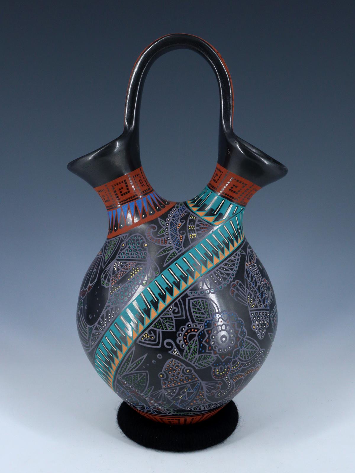 Mata Ortiz Hand Coiled and Painted Pottery Wedding Vase - PuebloDirect.com