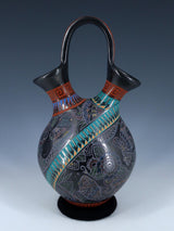 Mata Ortiz Hand Coiled and Painted Pottery Wedding Vase - PuebloDirect.com