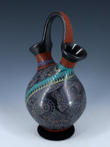 Mata Ortiz Hand Coiled and Painted Pottery Wedding Vase - PuebloDirect.com